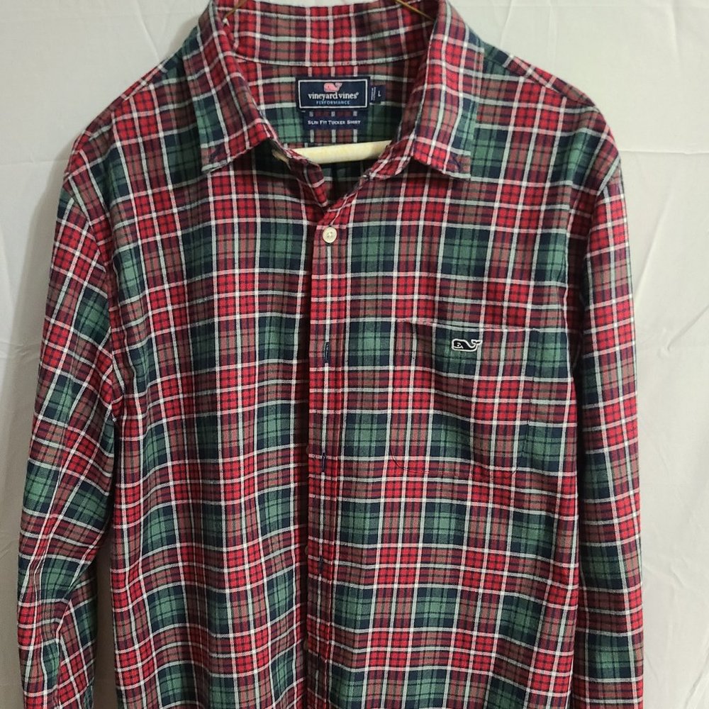 Vineyard Vines Men's Flannel | Performance Slim Fit Tucker | Large